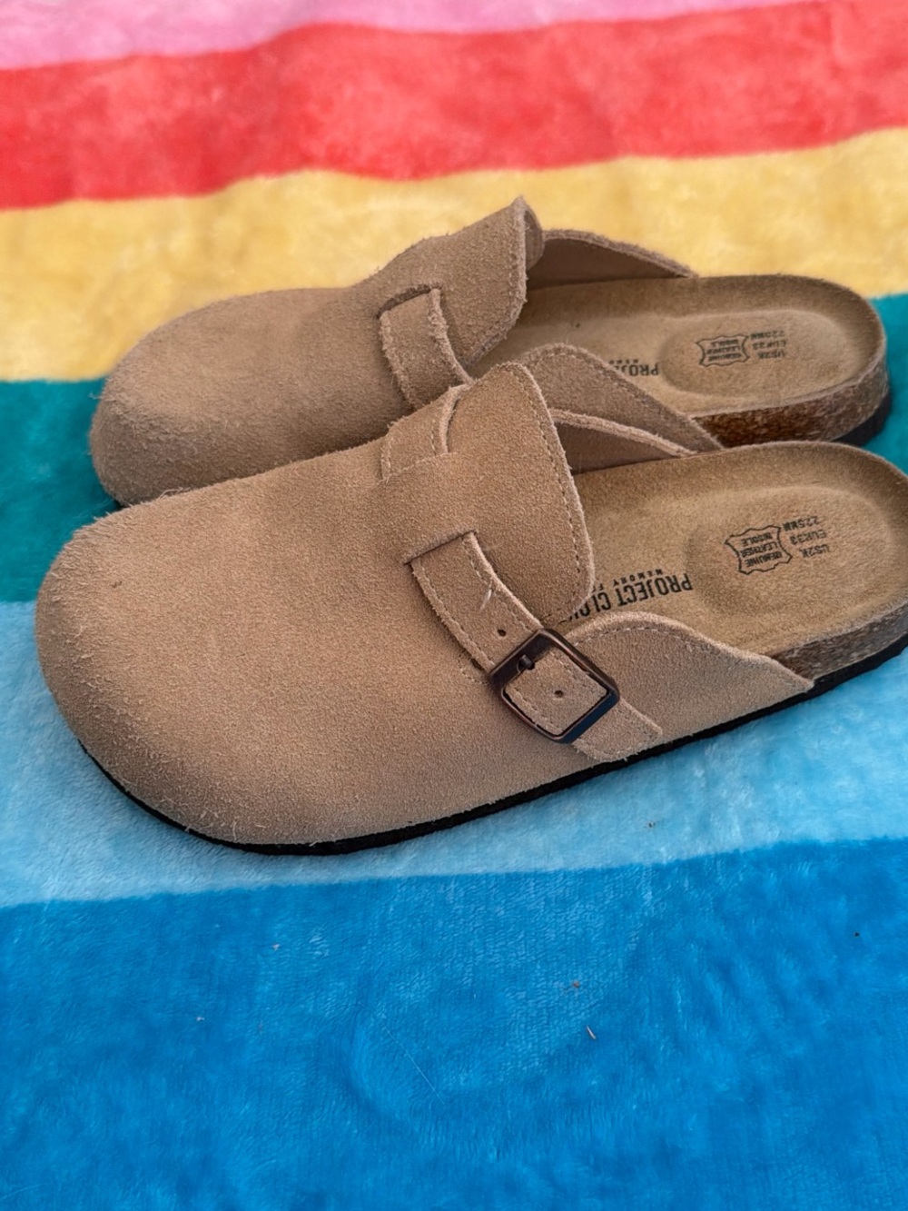 Project cloud Kids Brown Suede Slip-Ons with Black Soles